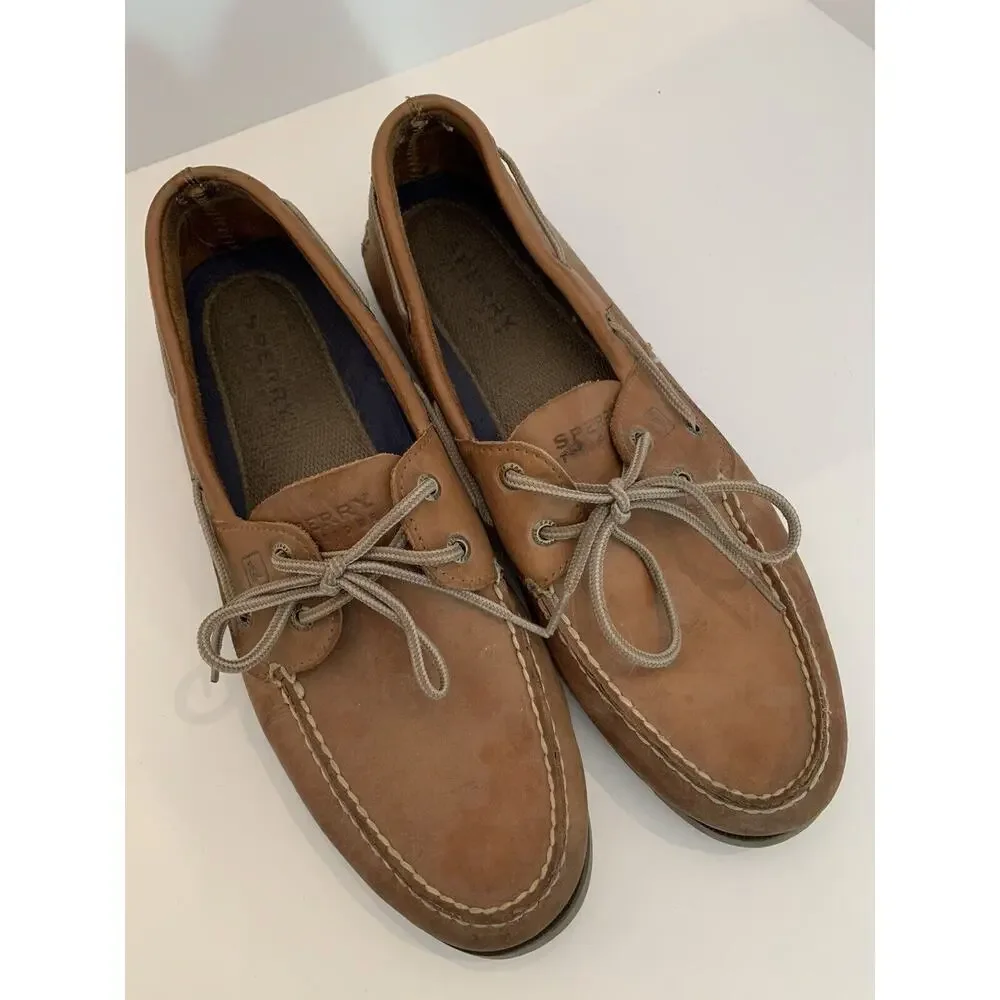 Size 12M Sperry Brown Leather Leeward Boat Shoes Mens 0777894